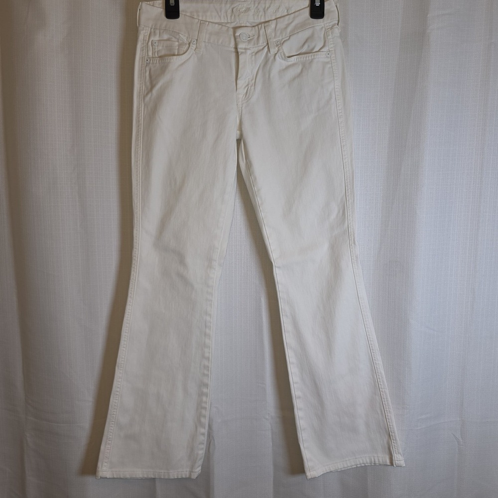 7 For All Mankind A Pocket Flare‎ Jeans White LowRise Size 26 Y2k